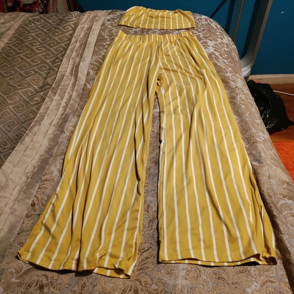 Asoph Plus Size Striped Tube Top and Flare Pants Set - Picture 4 of 11